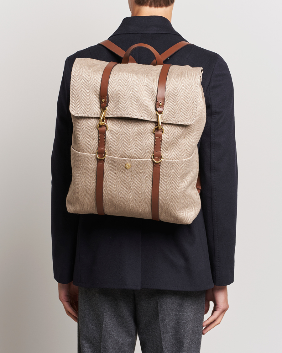 Herr |  | Mismo | M/S Backpack  Grand Herringbone/Cuoio