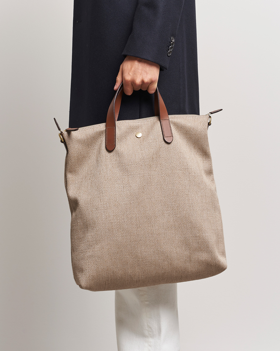 Herr | Mismo M/S Shopper Grand Herringbone/Cuoio | Mismo | M/S Shopper Grand Herringbone/Cuoio