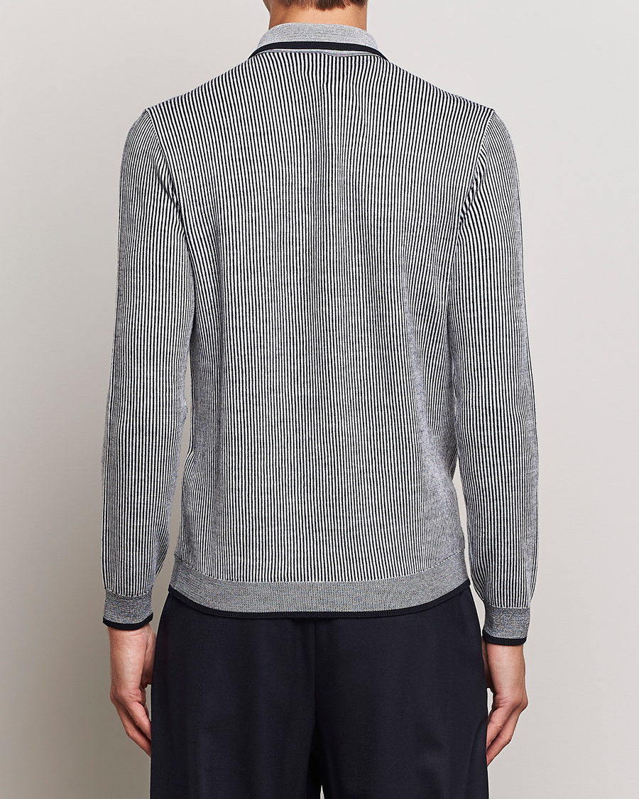 Herr | Tröjor | Giorgio Armani | English Rib Knitted Polo Shirt Navy/White