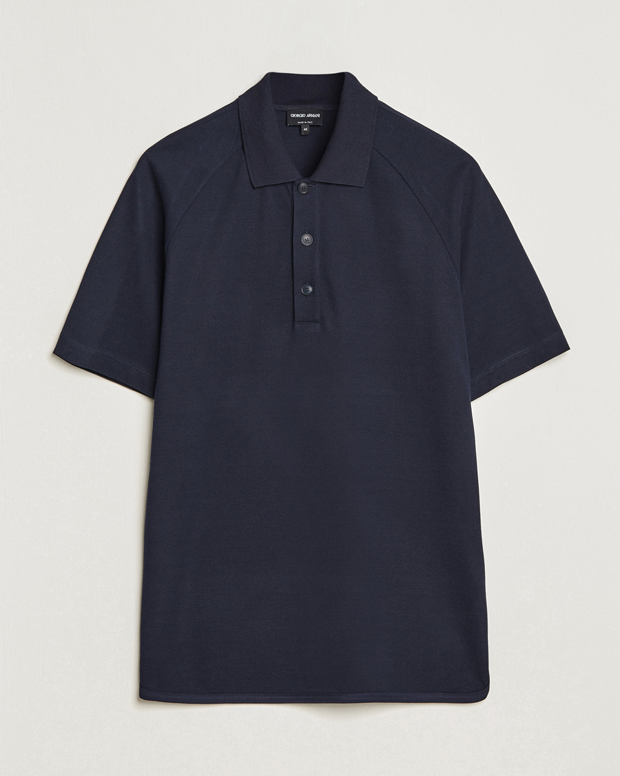 Herr | Pikéer | Giorgio Armani | Cotton/Cashmere Raglan Sleeve Polo Navy