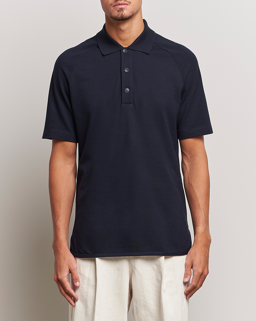 Herr | Pikéer | Giorgio Armani | Cotton/Cashmere Raglan Sleeve Polo Navy