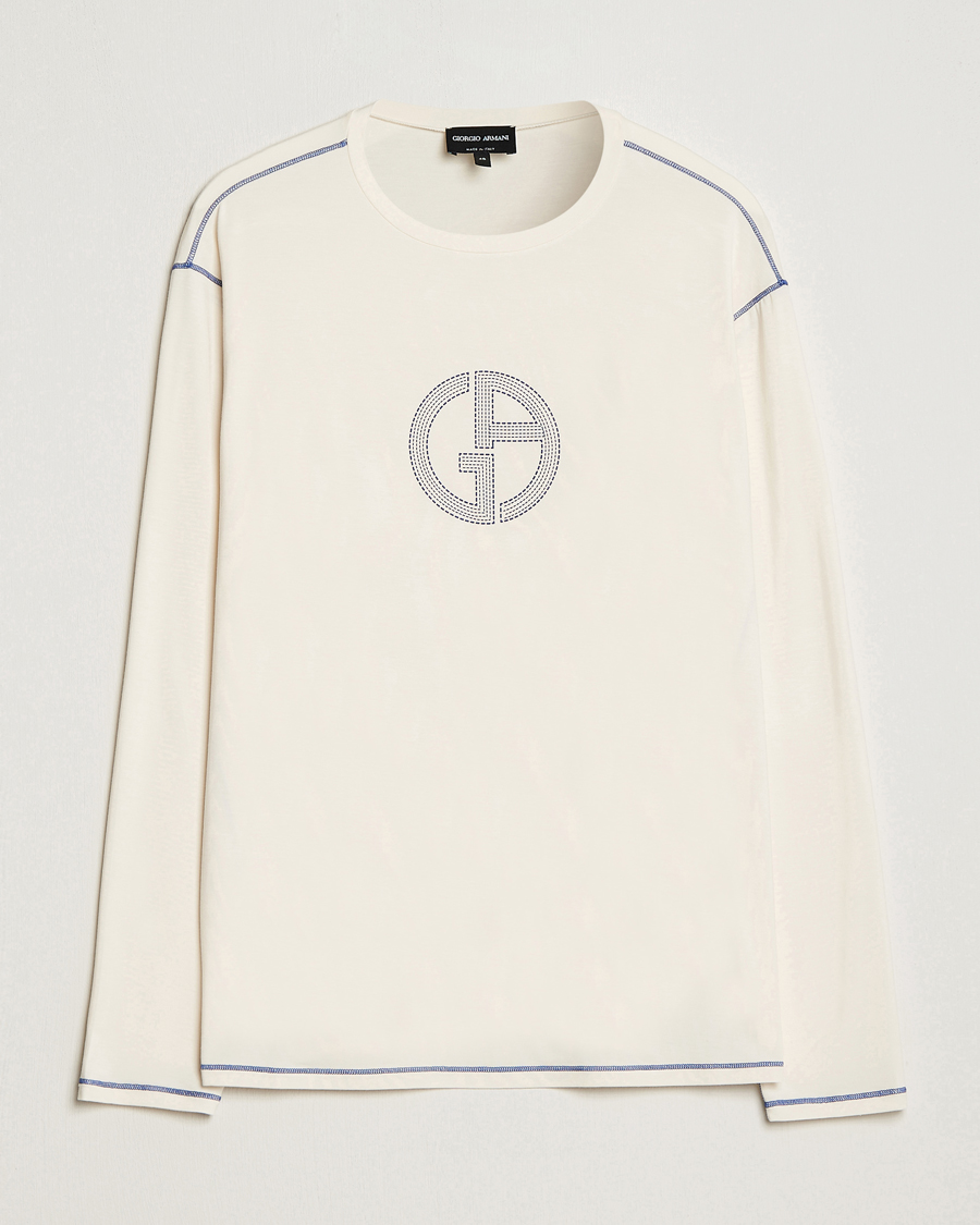 Herr | Tröjor | Giorgio Armani | Soft Viscose Jersey Pullover Ivory