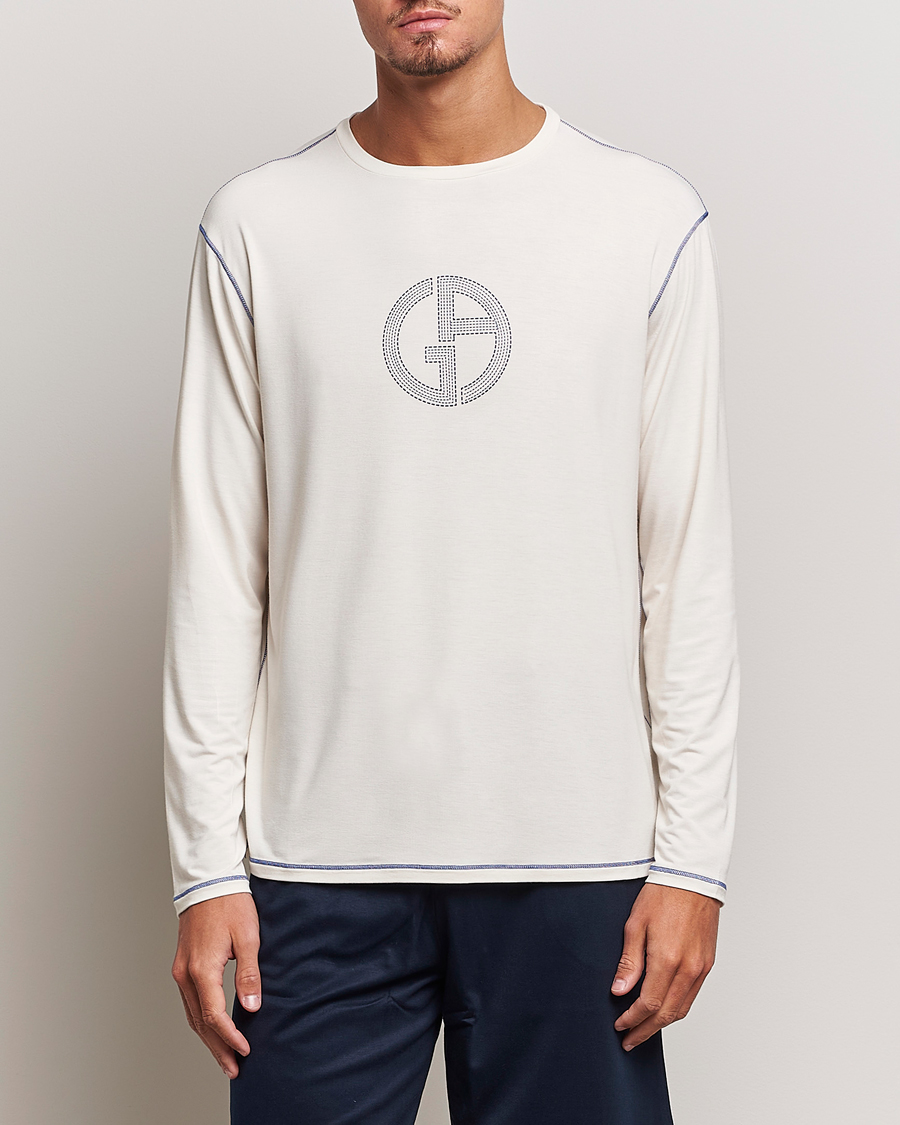 Herr | Tröjor | Giorgio Armani | Soft Viscose Jersey Pullover Ivory