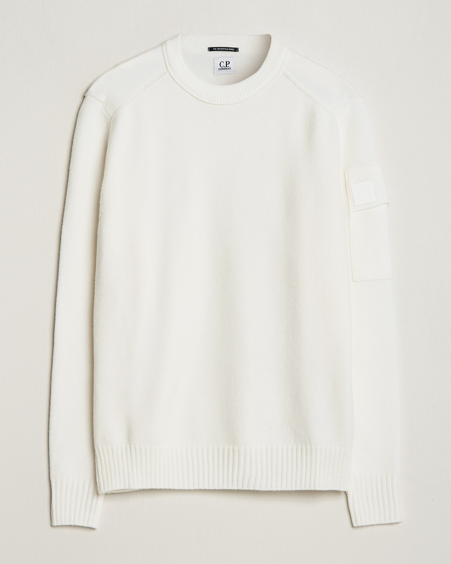 Herr | Tröjor | C.P. Company | Metropolis Knitted Wool Crew Neck White