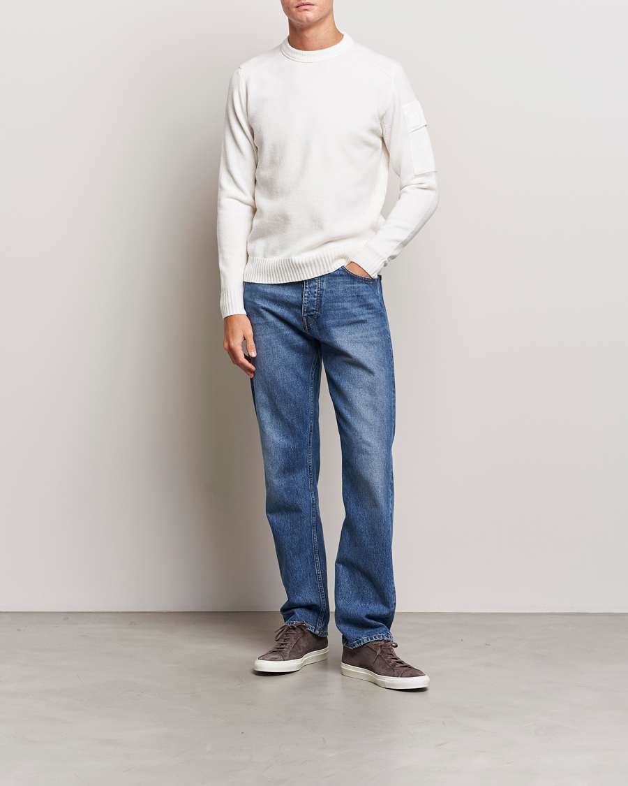 Herr | Tröjor | C.P. Company | Metropolis Knitted Wool Crew Neck White