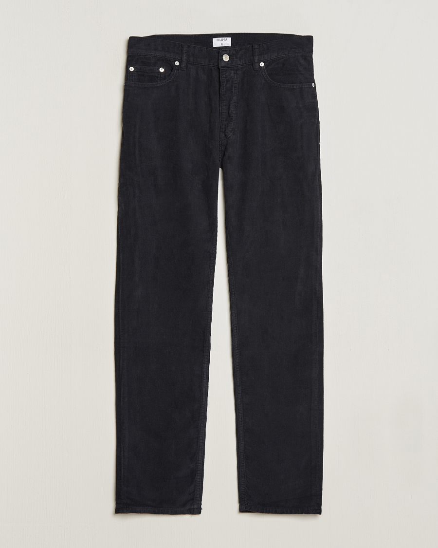 Herr | Byxor | Filippa K | Straight Fit Garment Dyed Corduroy Pants Black