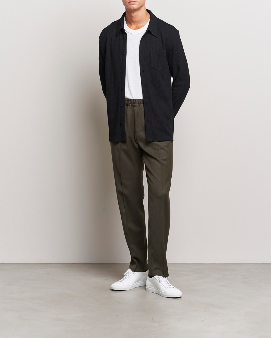 Herr | Byxor | Filippa K | Relaxed Terry Wool Trousers Dark Forest Green