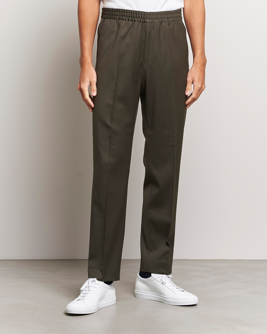 Herr | Byxor | Filippa K | Relaxed Terry Wool Trousers Dark Forest Green