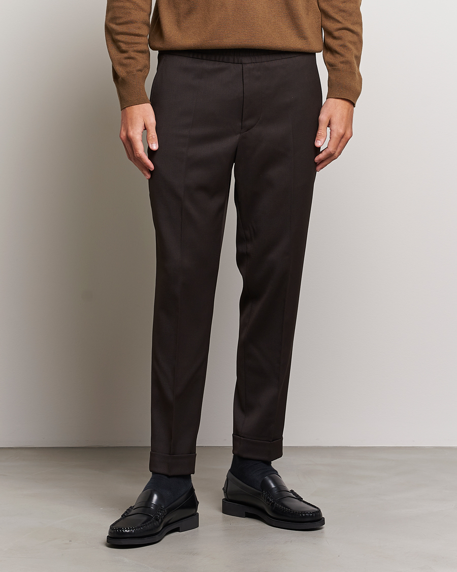 Herr | Drawstringbyxor | Filippa K | Terry Wool Trousers Dark Brown