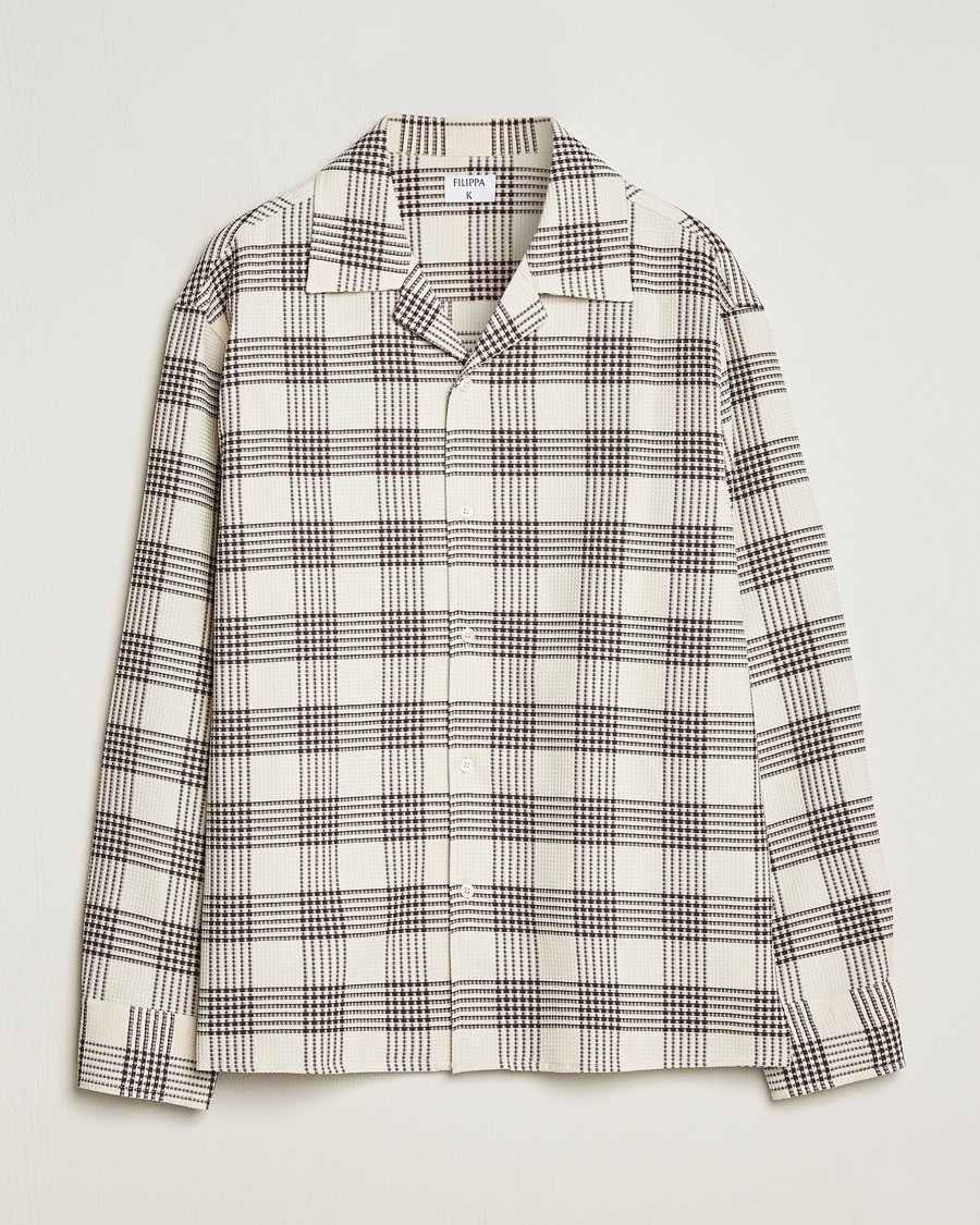 Herr | Skjortor | Filippa K | Waffle Checked Resort Shirt Dark Chocolate/White