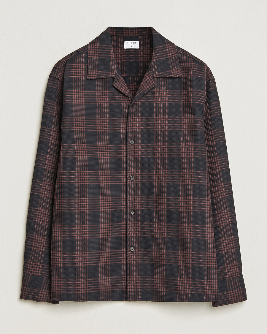 Herr | Skjortor | Filippa K | Waffle Checked Resort Shirt Dark Chocolate/Black