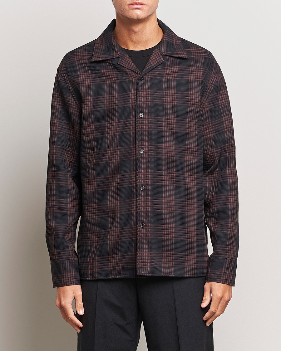 Herr | Skjortor | Filippa K | Waffle Checked Resort Shirt Dark Chocolate/Black