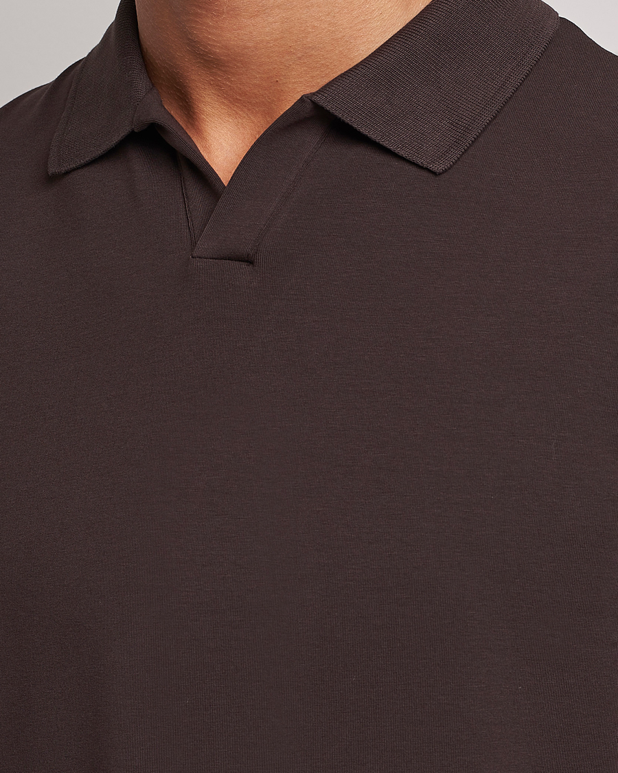 Herr | Pikéer | Filippa K | Soft Lycra Polo T-Shirt Dark Chocolate