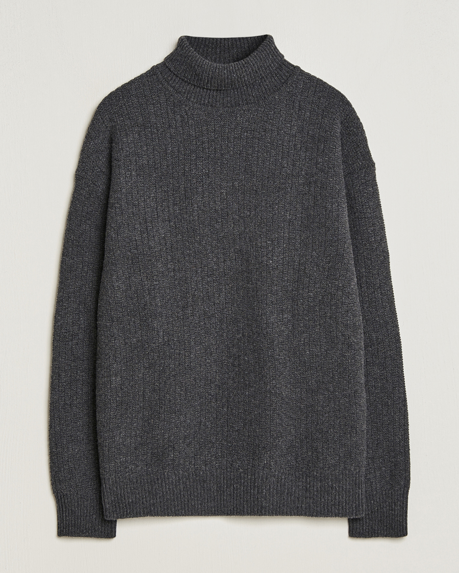 Herr | Tröjor | Filippa K | Wool Structured Polo Anthracite Melange