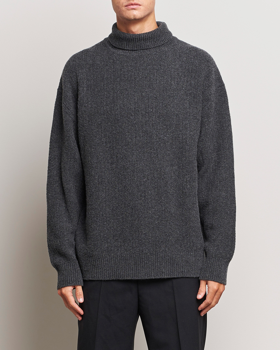 Herr | Polotröjor | Filippa K | Wool Structured Polo Anthracite Melange
