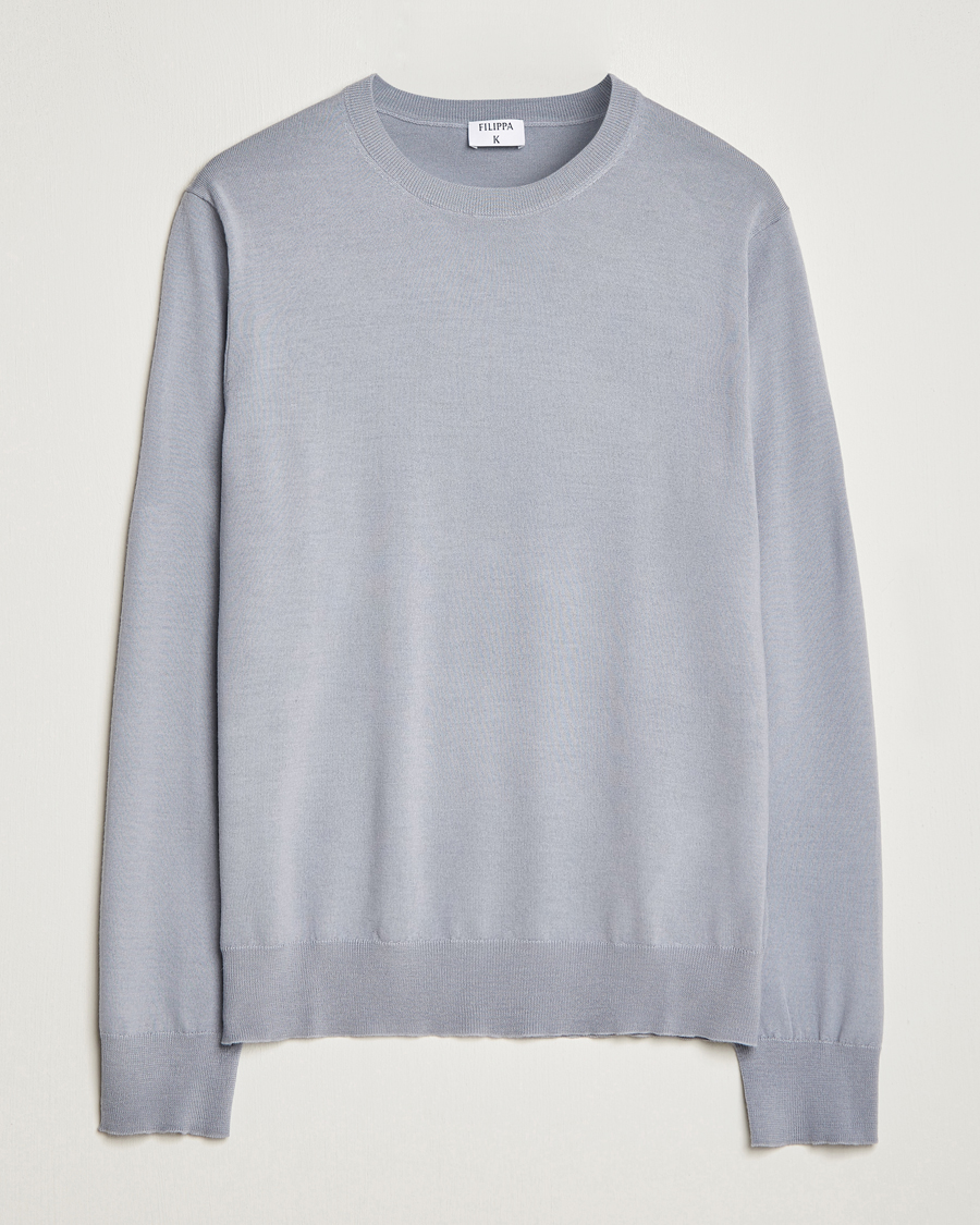 Herr | Tröjor | Filippa K | Merino Round Neck Sweater Fog Blue