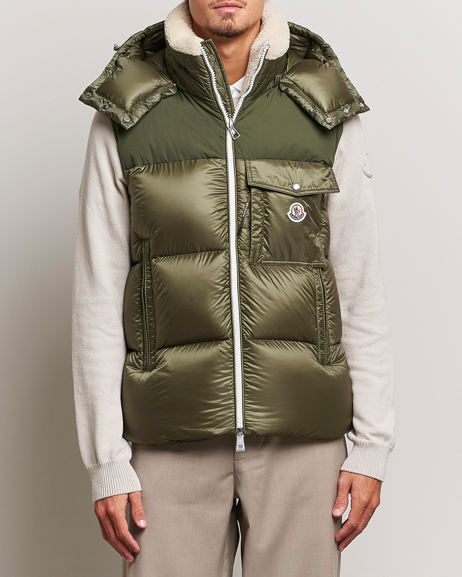 Herr | Luxury Brands | Moncler | Oust Shearling Down Vest Olive