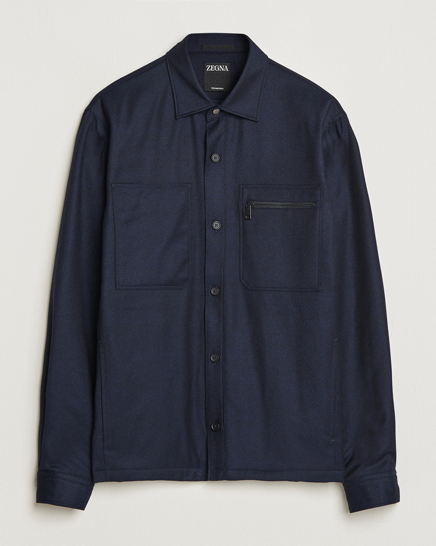 Herr | Jackor | Zegna | Techmerino Flannel Shirt Jacket Navy