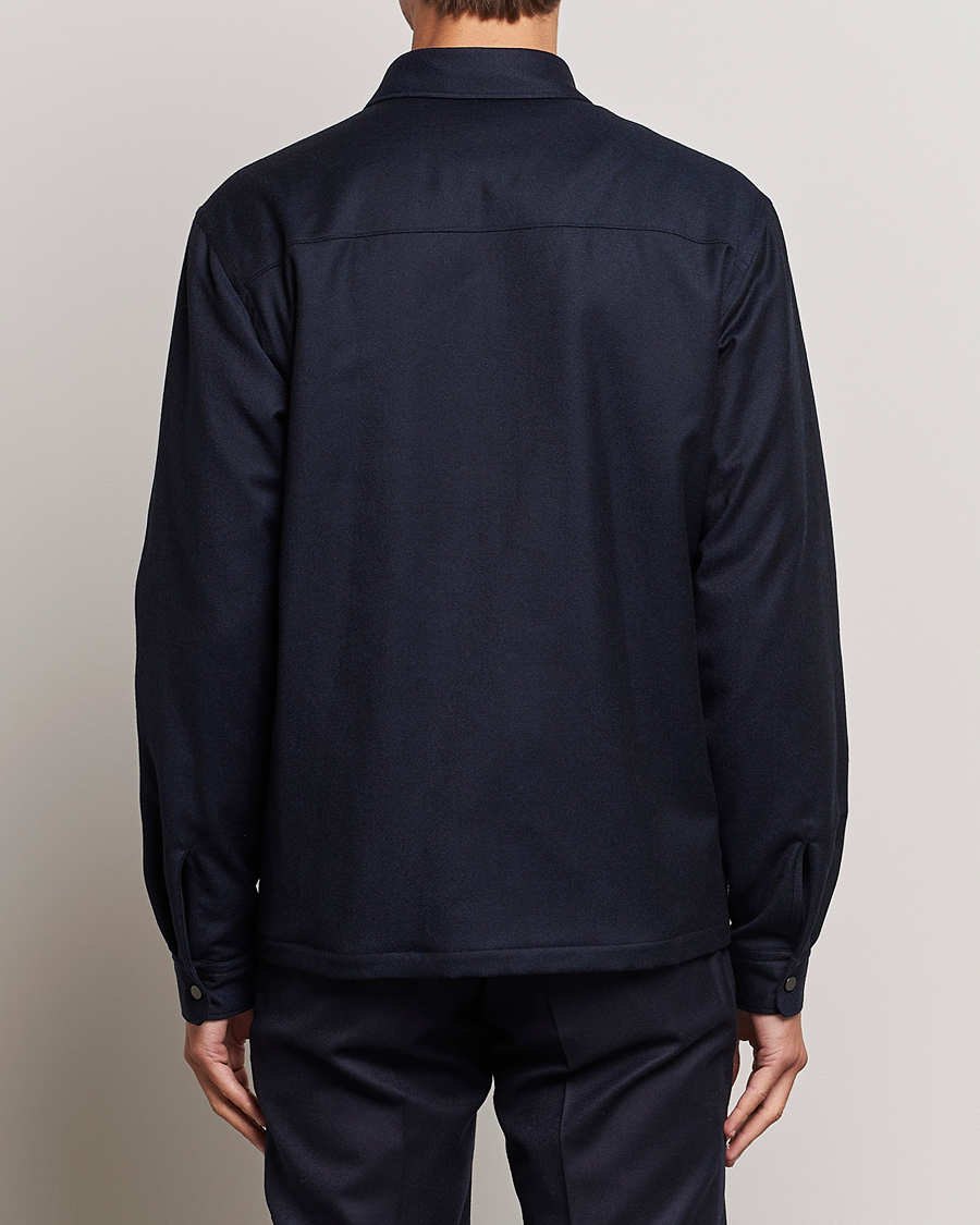 Herr | Jackor | Zegna | Techmerino Flannel Shirt Jacket Navy