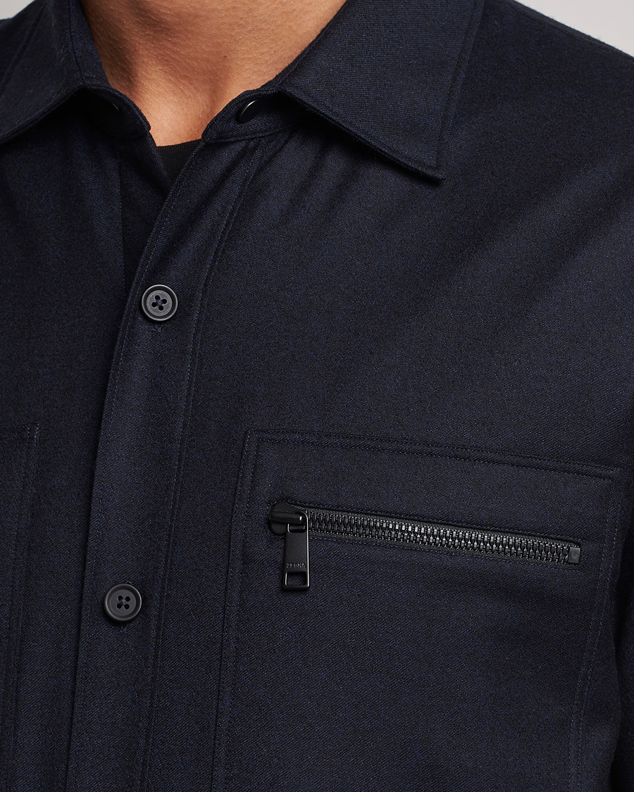 Herr | Jackor | Zegna | Techmerino Flannel Shirt Jacket Navy