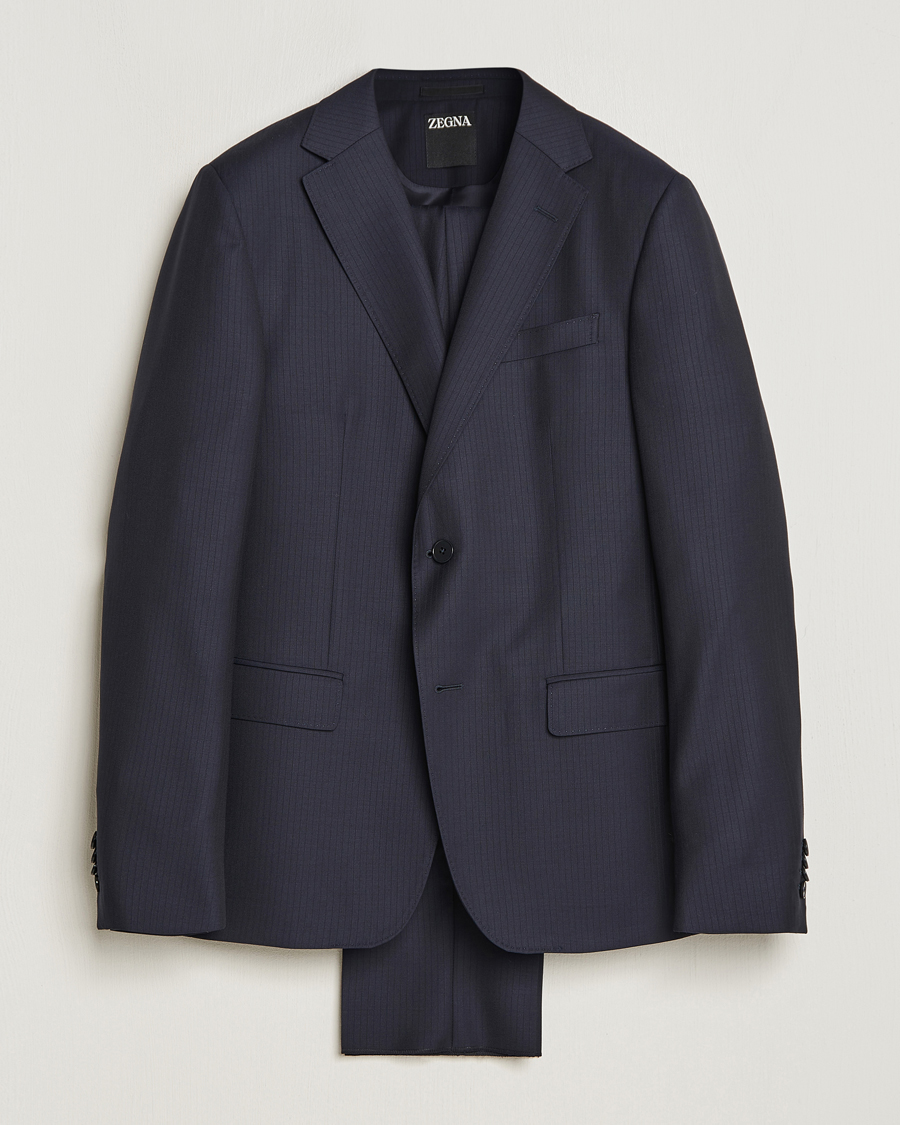 Herr | Kostymer | Zegna | Tailored Tonal Stripe Wool Suit Navy