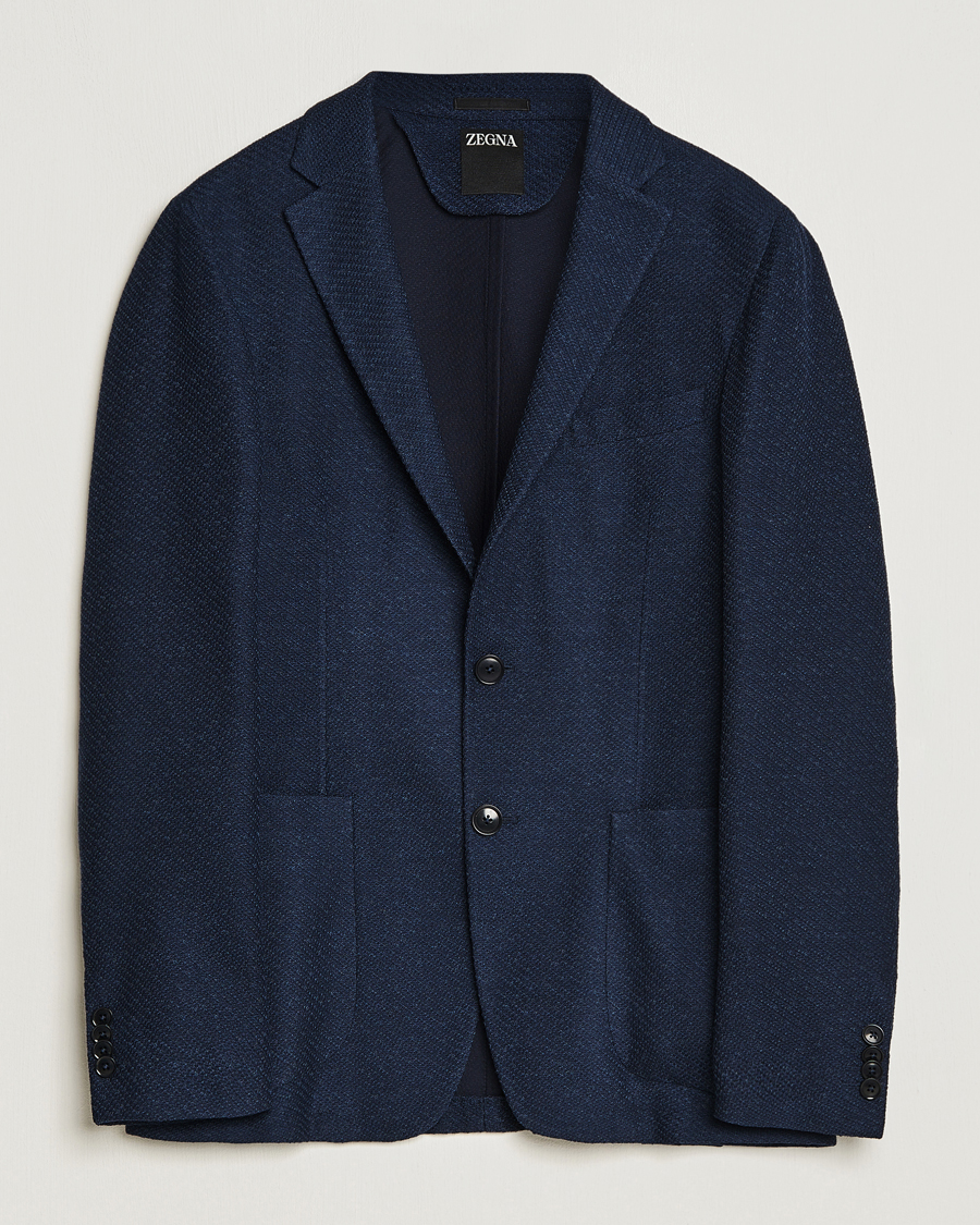 Herr | Kavajer | Zegna | Unconstructed Structured Wool Blazer Navy