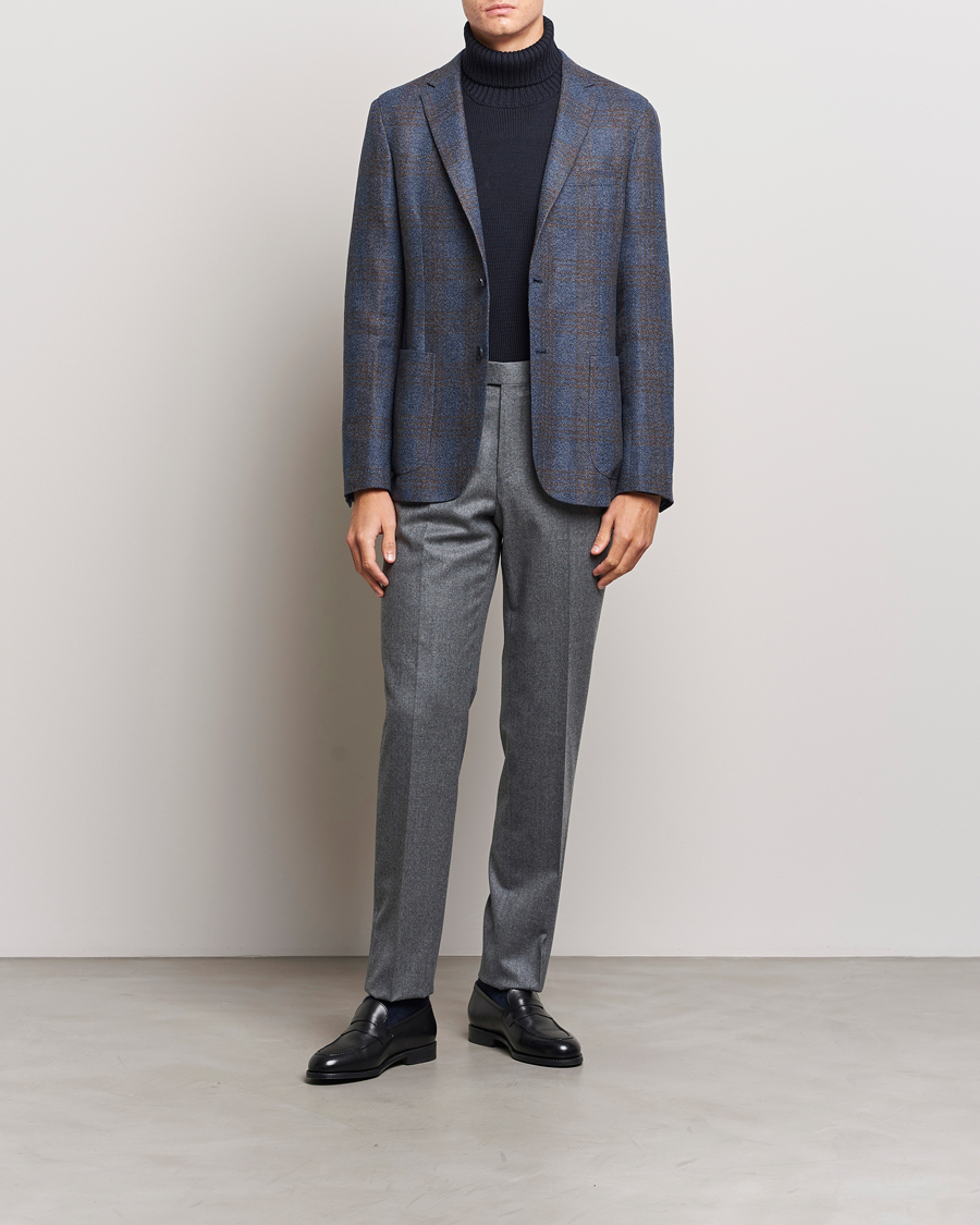 Herr | Kavajer | Zegna | Unconstructed Check Wool Blazer Navy