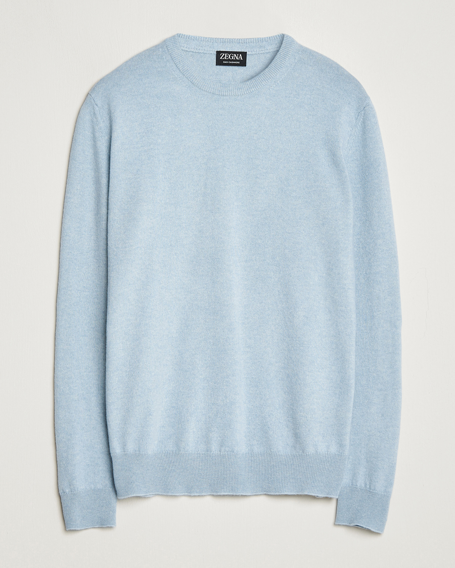 Herr | Tröjor | Zegna | Oasi Cashmere Crew Neck Light Blue
