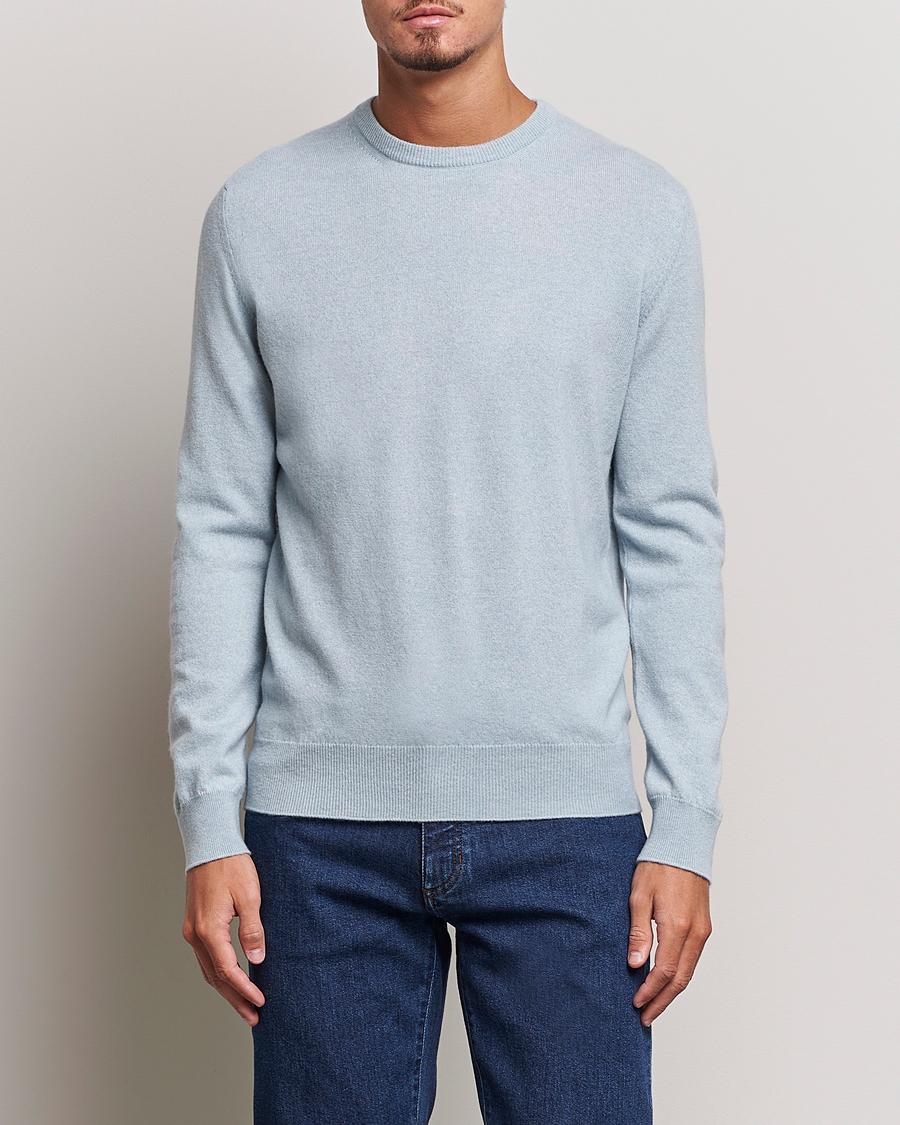 Herr | Quiet Luxury | Zegna | Oasi Cashmere Crew Neck Light Blue