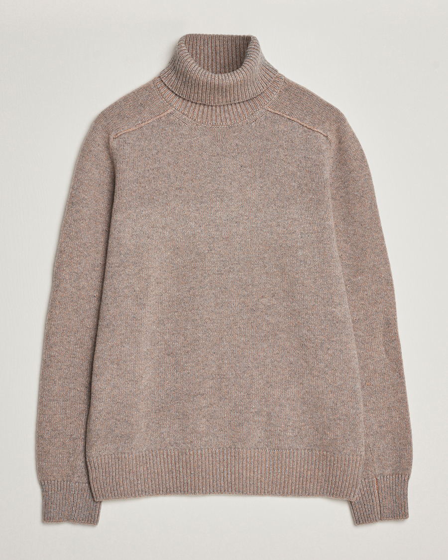 Herr | Tröjor | Zegna | 5 Gauge Cashmere Rollneck Beige Melange