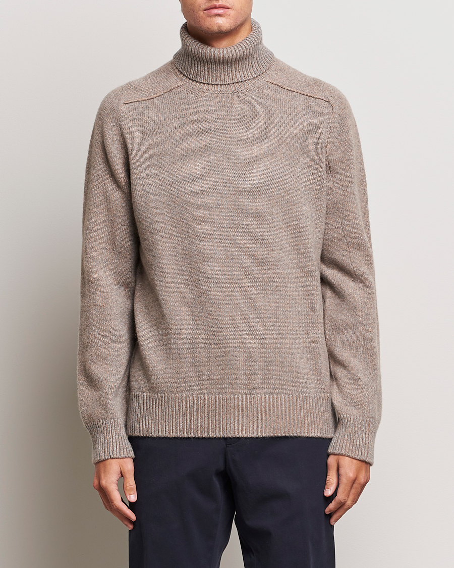 Herr | Tröjor | Zegna | 5 Gauge Cashmere Rollneck Beige Melange