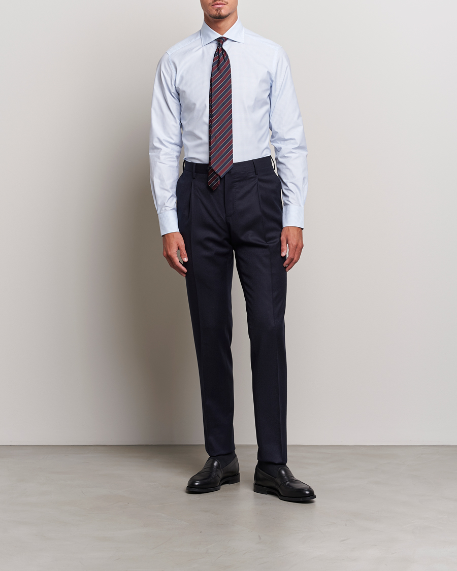 Herr | Skjortor | Zegna | Slim Fit Check Dress Shirt Light Blue