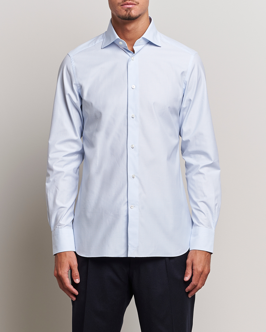 Herr | Skjortor | Zegna | Slim Fit Check Dress Shirt Light Blue