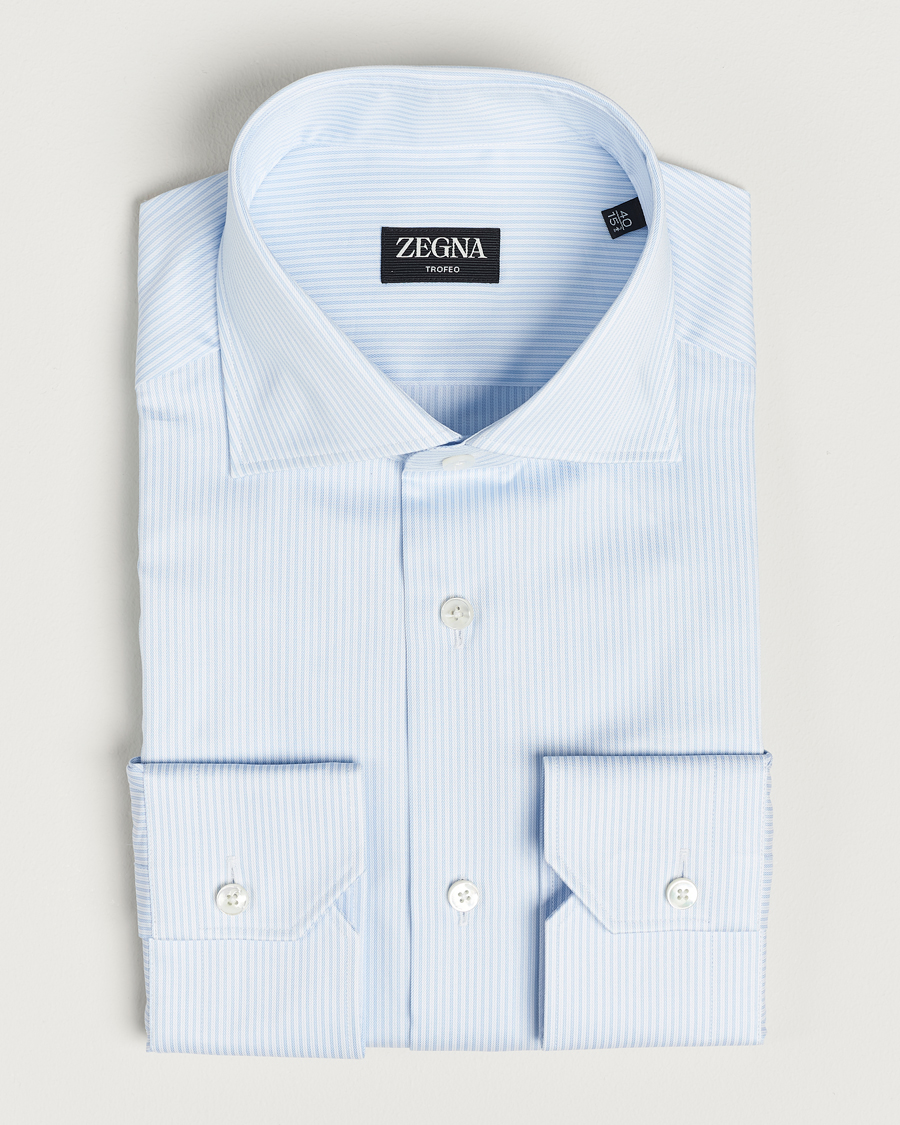 Herr | Skjortor | Zegna | Slim Fit Striped Dress Shirt Light Blue