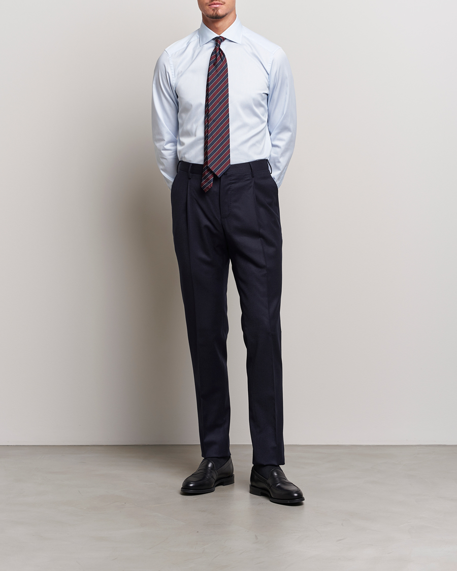 Herr | Skjortor | Zegna | Slim Fit Striped Dress Shirt Light Blue