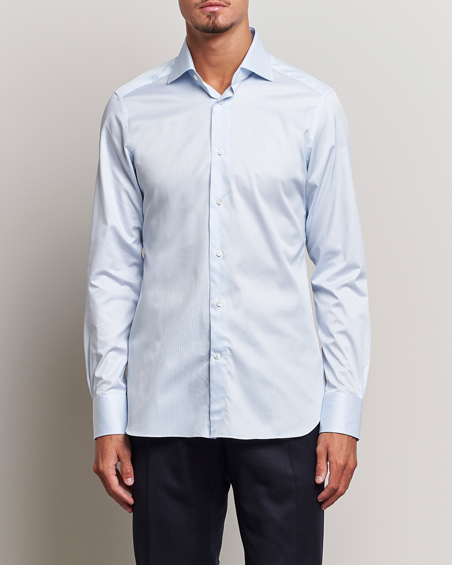 Herr | Skjortor | Zegna | Slim Fit Striped Dress Shirt Light Blue