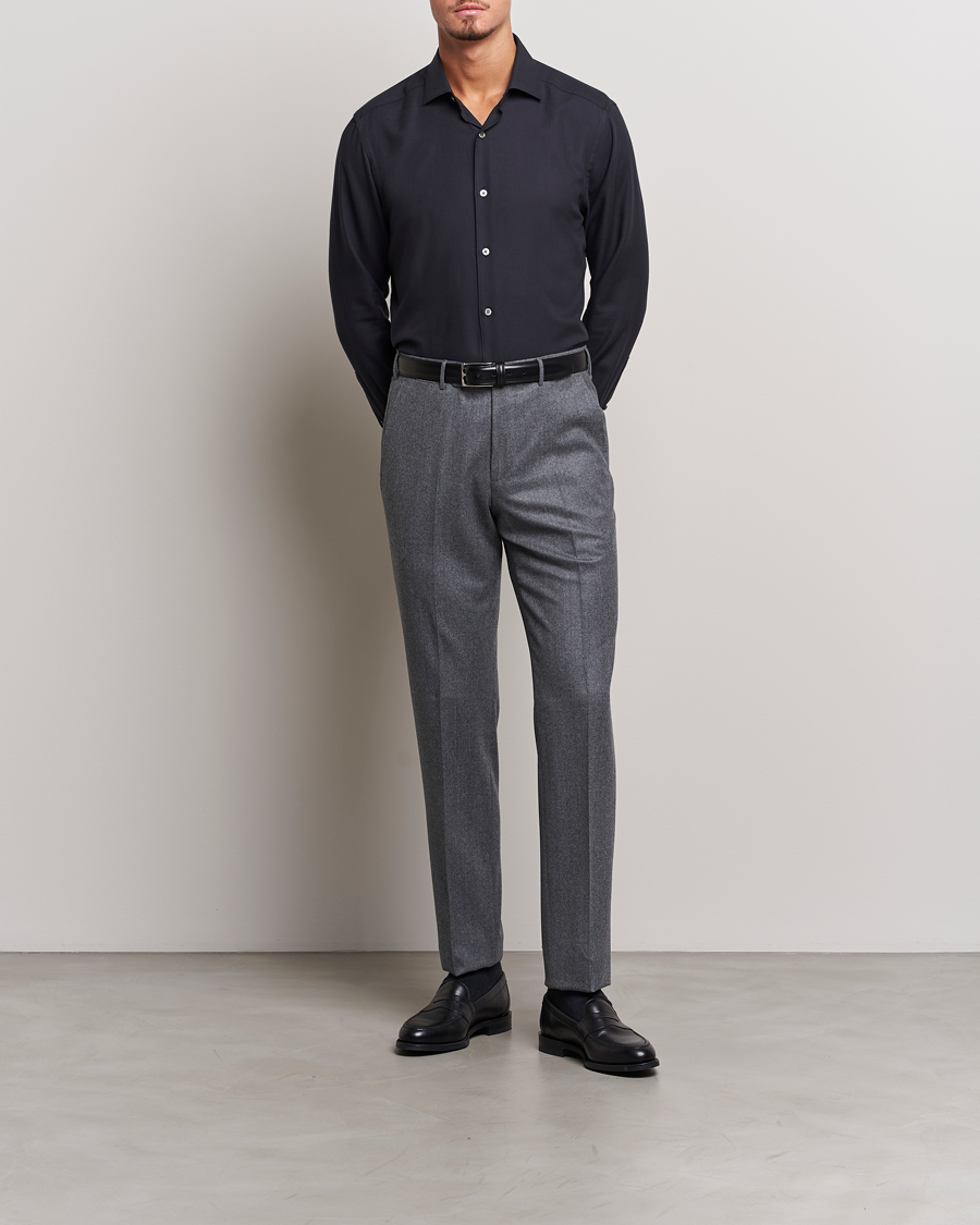 Herr | Skjortor | Zegna | Cotton/Cashmere Casual Shirt Navy