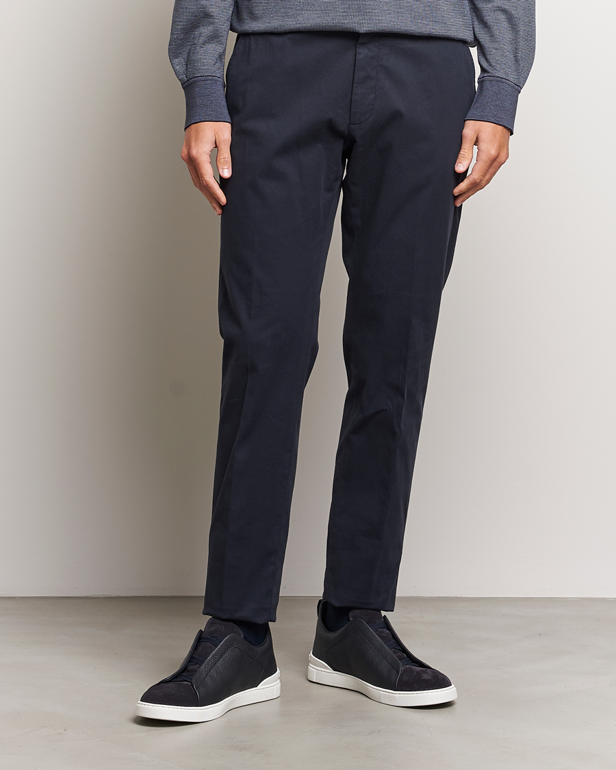 Herr | Byxor | Zegna | Soft Cotton Chinos Navy