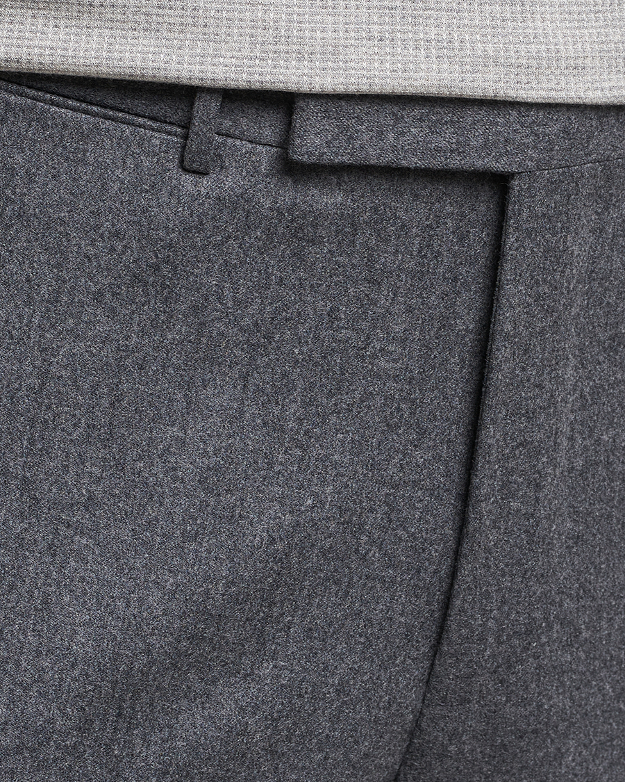Herr | Byxor | Zegna | Carded Flannel Trousers Grey Melange