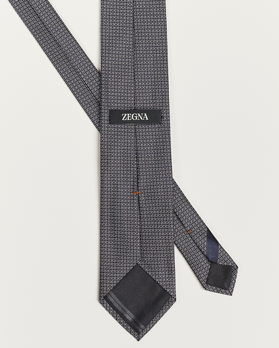 Herr | Zegna Printed Silk Tie Navy | Zegna | Printed Silk Tie Navy