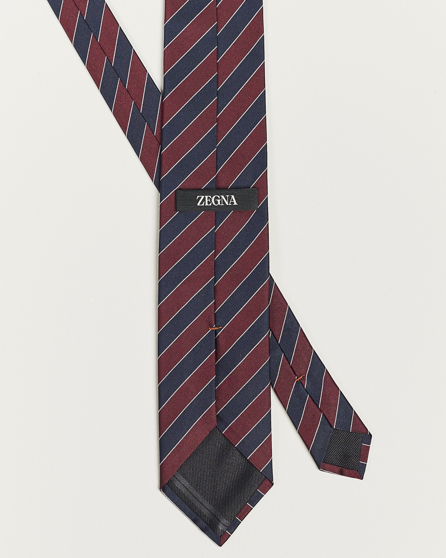 Herr | Zegna Regimental Stripe Silk Tie Navy/Burgundy | Zegna | Regimental Stripe Silk Tie Navy/Burgundy