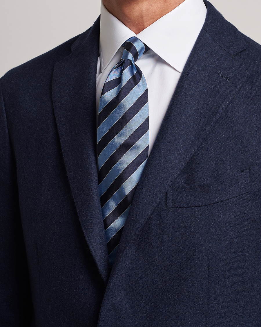 Herr |  | Zegna | Regimental Stripe Silk Tie Navy