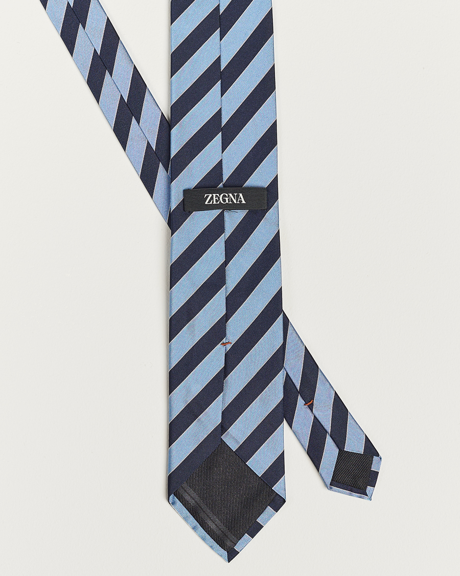 Herr | Zegna Regimental Stripe Silk Tie Navy | Zegna | Regimental Stripe Silk Tie Navy