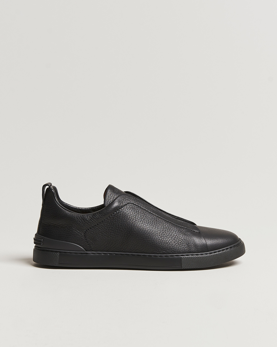 Herr | Zegna Triple Stitch Sneakers Full Black Deerskin | Zegna | Triple Stitch Sneakers Full Black Deerskin