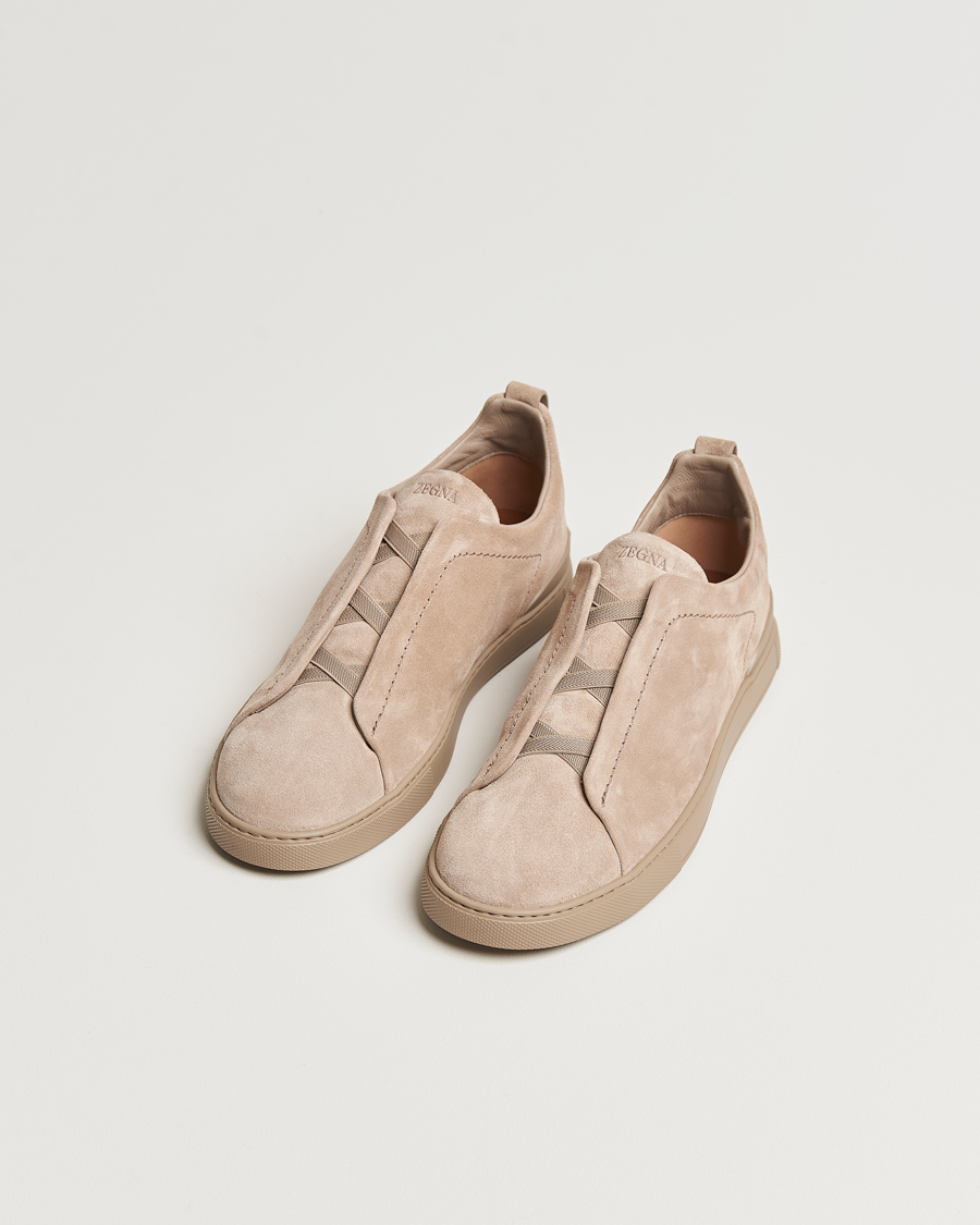 Herr | Italian Department | Zegna | Triple Stitch Sneakers Full Beige Suede