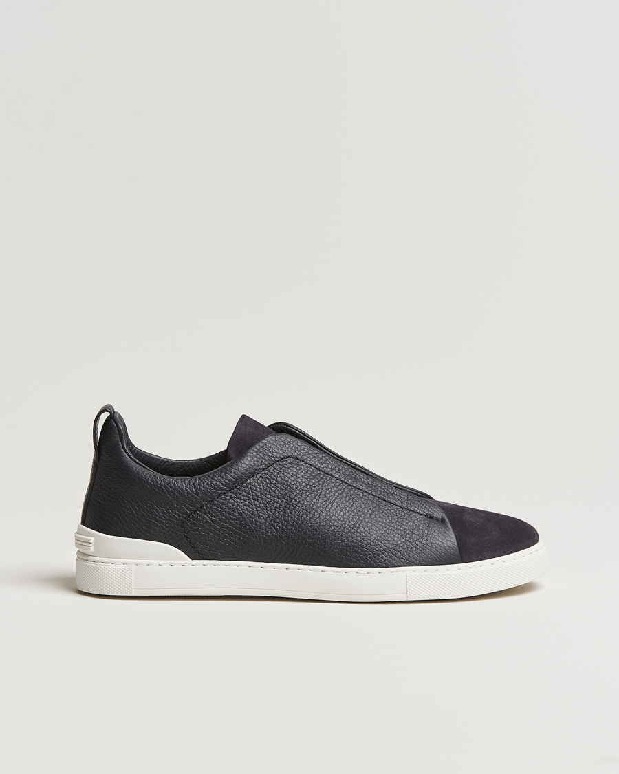 Herr | Zegna Triple Stitch Bi-Material Sneakers Navy | Zegna | Triple Stitch Bi-Material Sneakers Navy