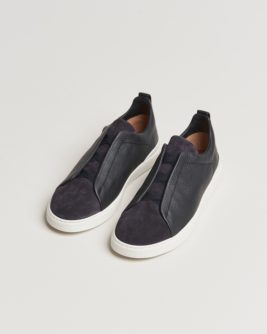 Herr | Zegna Triple Stitch Bi-Material Sneakers Navy | Zegna | Triple Stitch Bi-Material Sneakers Navy