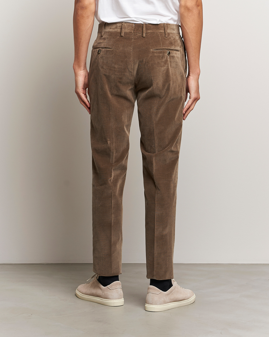 Herr | Byxor | PT01 | Slim Fit Pleated Corduroy Trousers Taupe