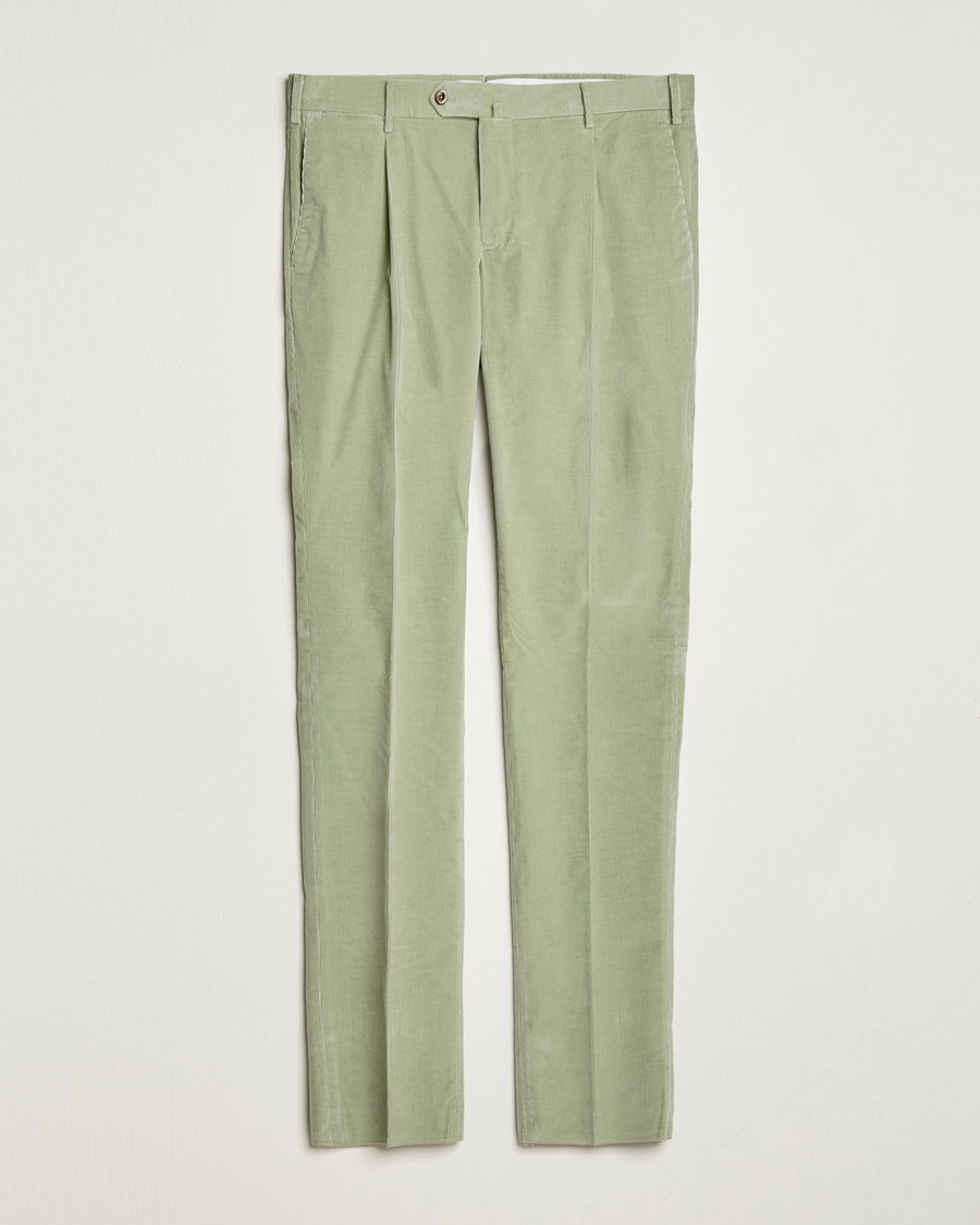 Herr | Byxor | PT01 | Slim Fit Pleated Corduroy Trousers Mint