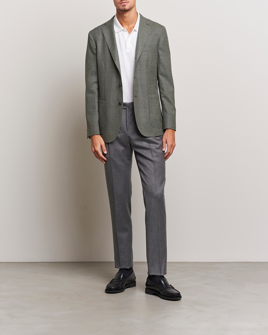 Herr | Byxor | PT01 | Slim Fit Pleated Flannel Trousers Grey Melange